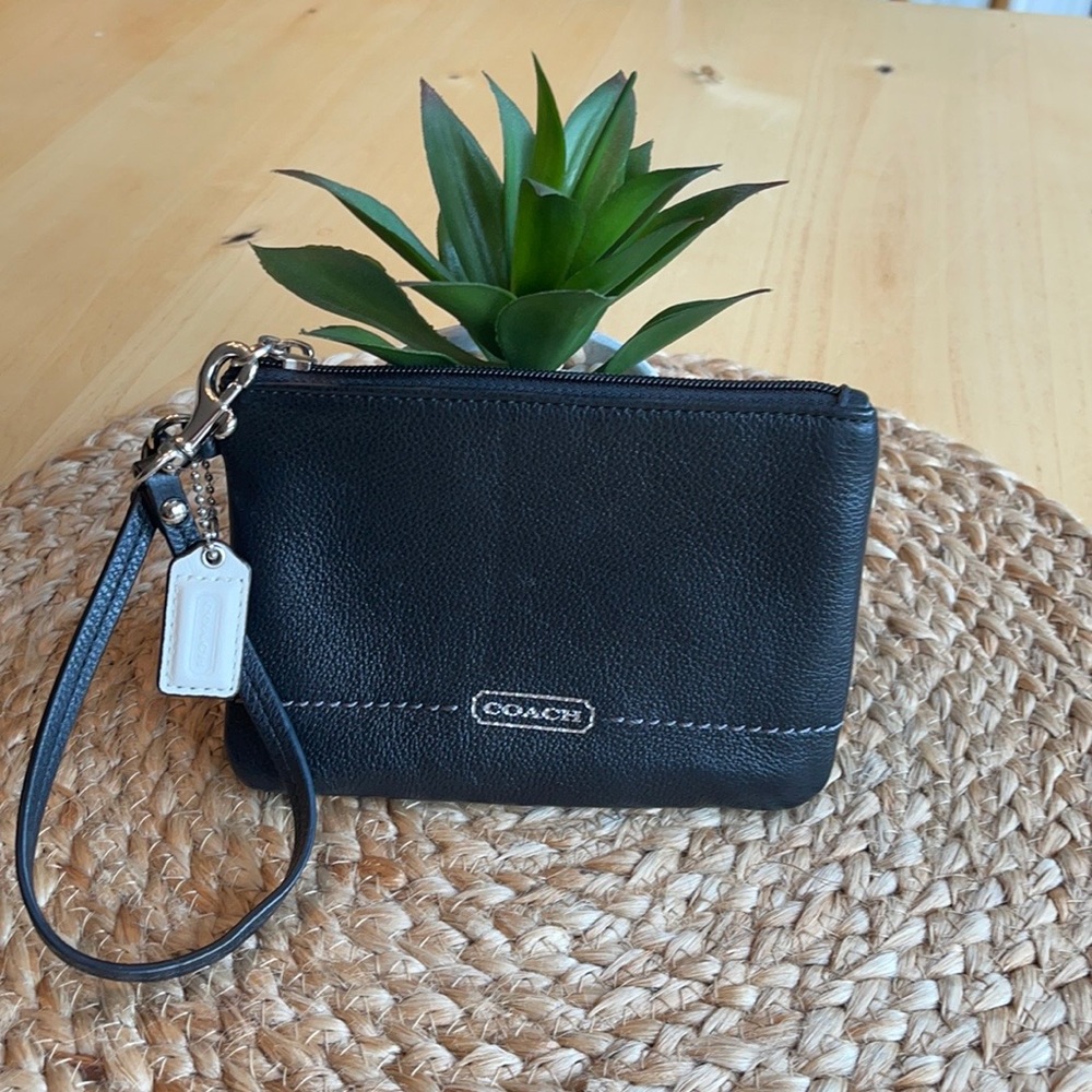 COACH Black Leather Wristlet